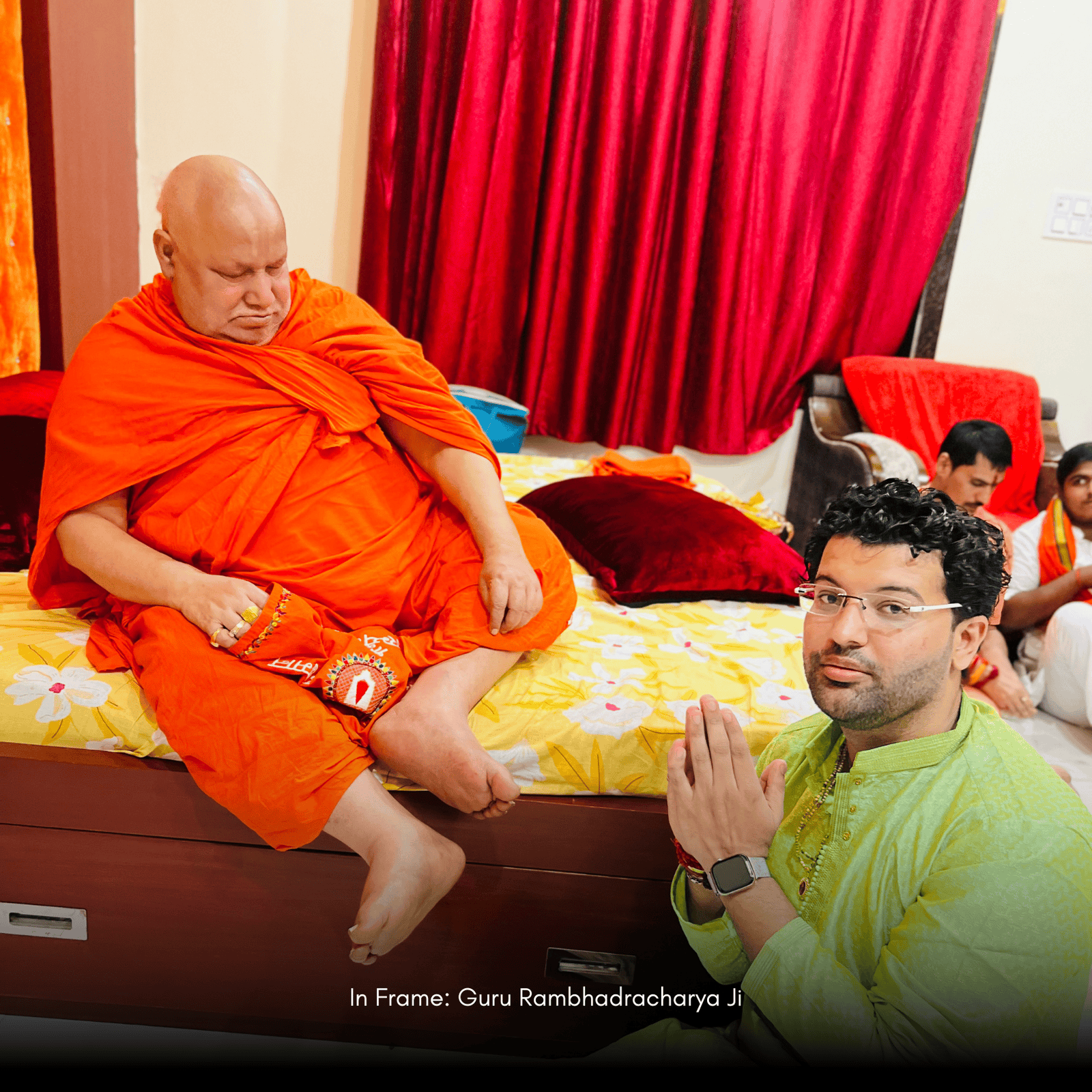 Monk and devotee praying during spiritual session, spiritual healing, meditation, religious practice.