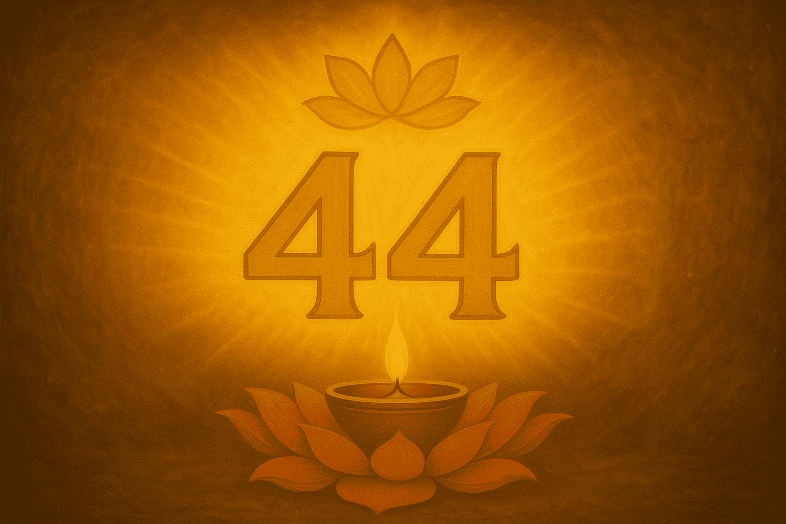 Angel number 44 glowing with spiritual energy and divine protection.