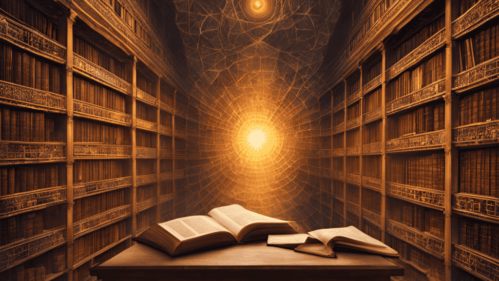 myths about akashic records | Mystical library representing Akashic Records and spiritual knowledge.