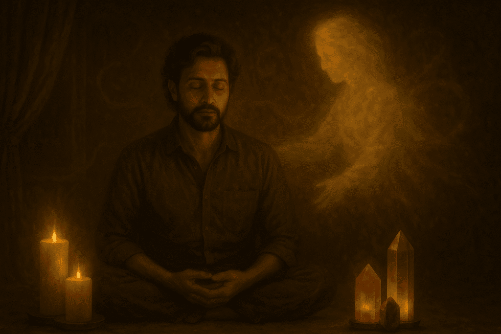 Psychic medium Daksh connecting with spirits for guidance and insight.