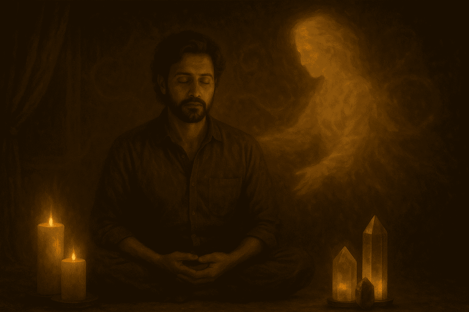 Psychic medium Daksh connecting with spirits for guidance and insight.