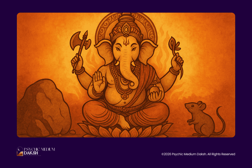 Ganesha, the Hindu deity, symbolizes new beginnings, wisdom, and the removal of obstacles.