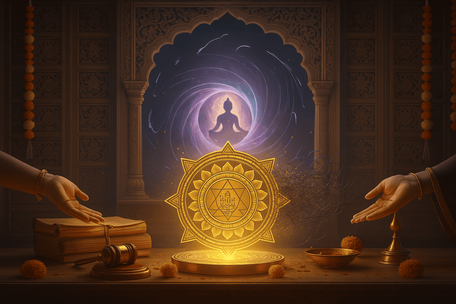 Ancient Baglamukhi Yantra symbol for overcoming negativity and gaining victory through spiritual pow.