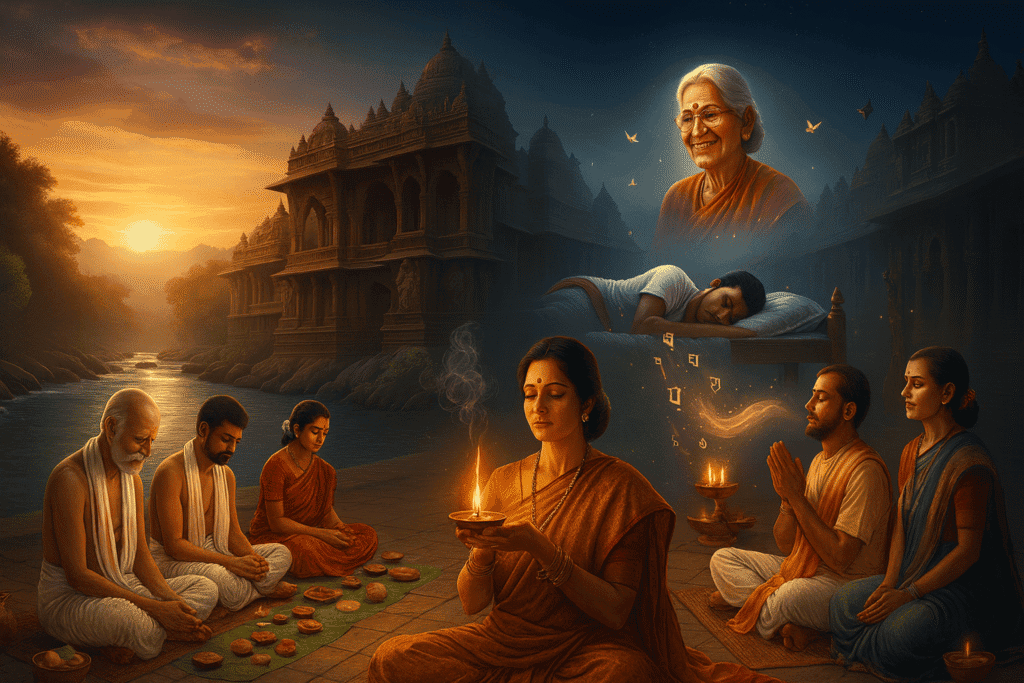 Spiritual scene depicting communication with loved ones beyond the physical realm.