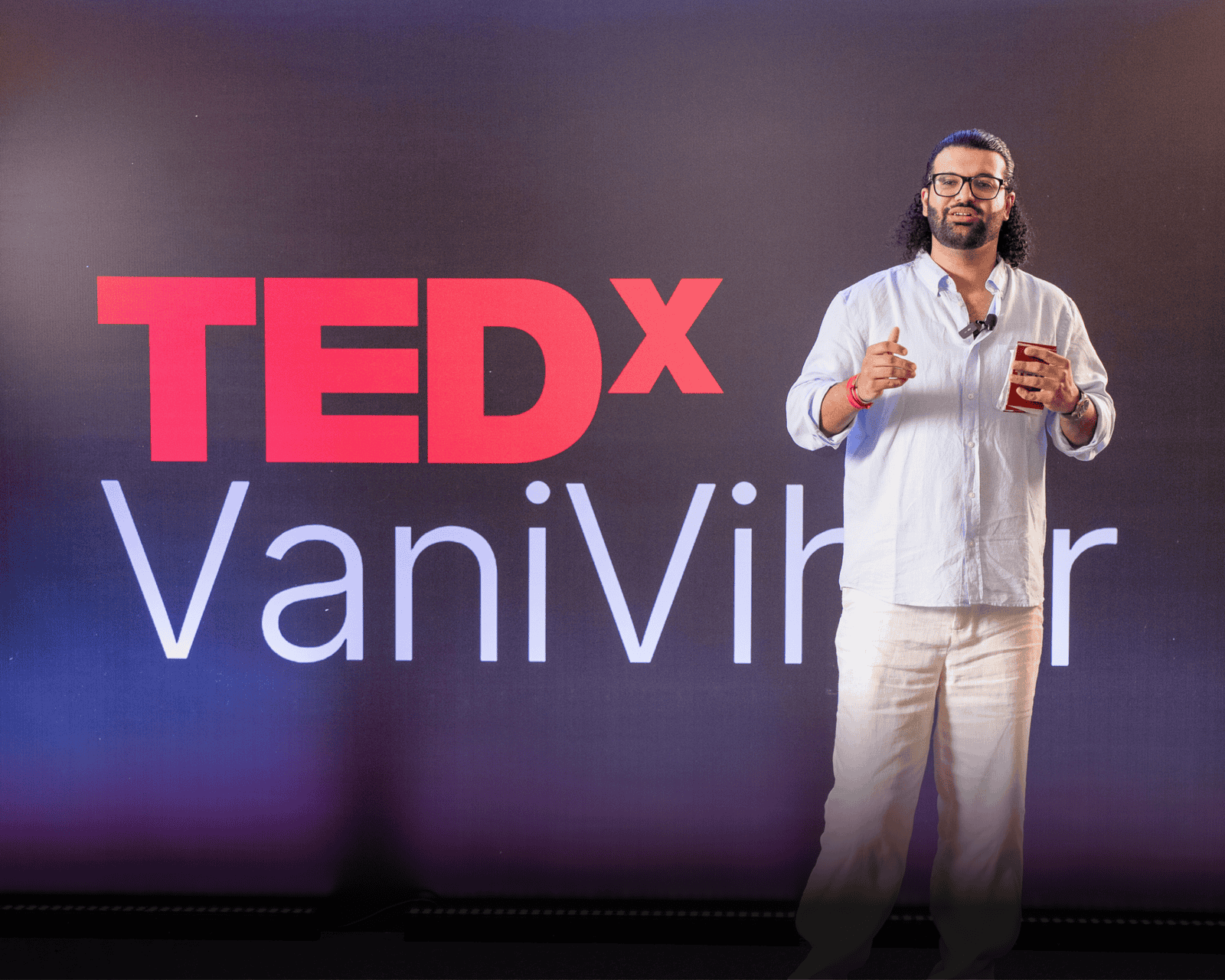 Psychic medium Daksh speaking at TEDx VaniVihar event.