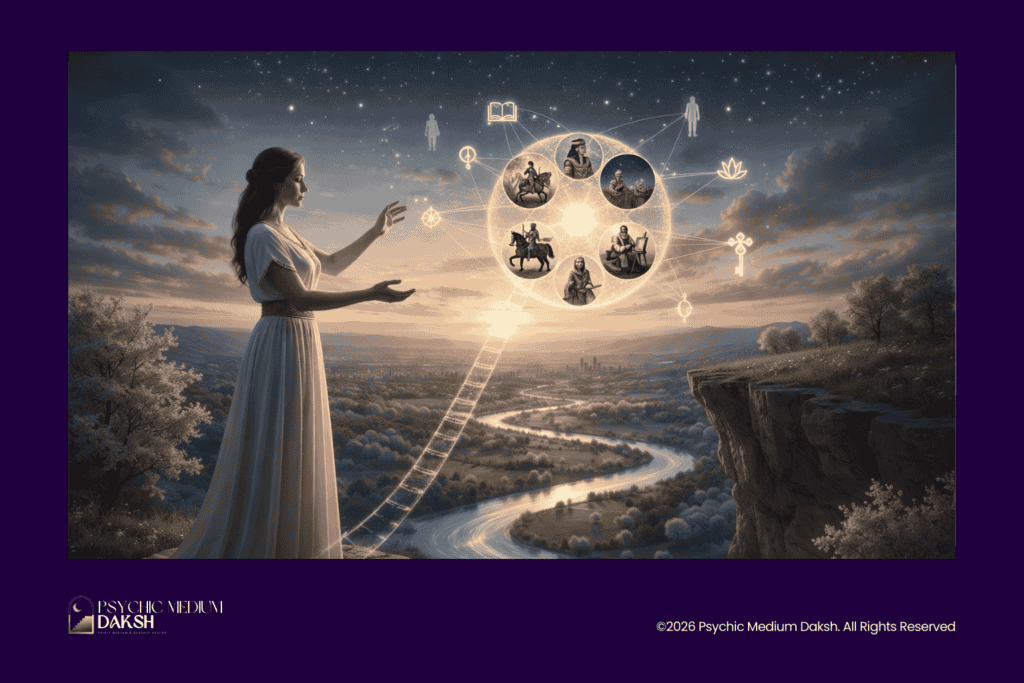 Woman exploring past life memories with psychic medium Daksh.